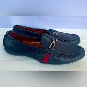 Allen Edmunds Highway 1 EE Leather Driving Loafers Mocassin Red Stripe Size 10 D